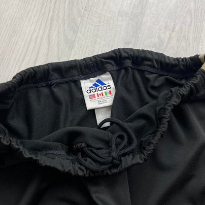 VINTAGE 90s ADIDAS SIDE STRIPE BAGGY TRACKSUIT BOTTOMS BLACK