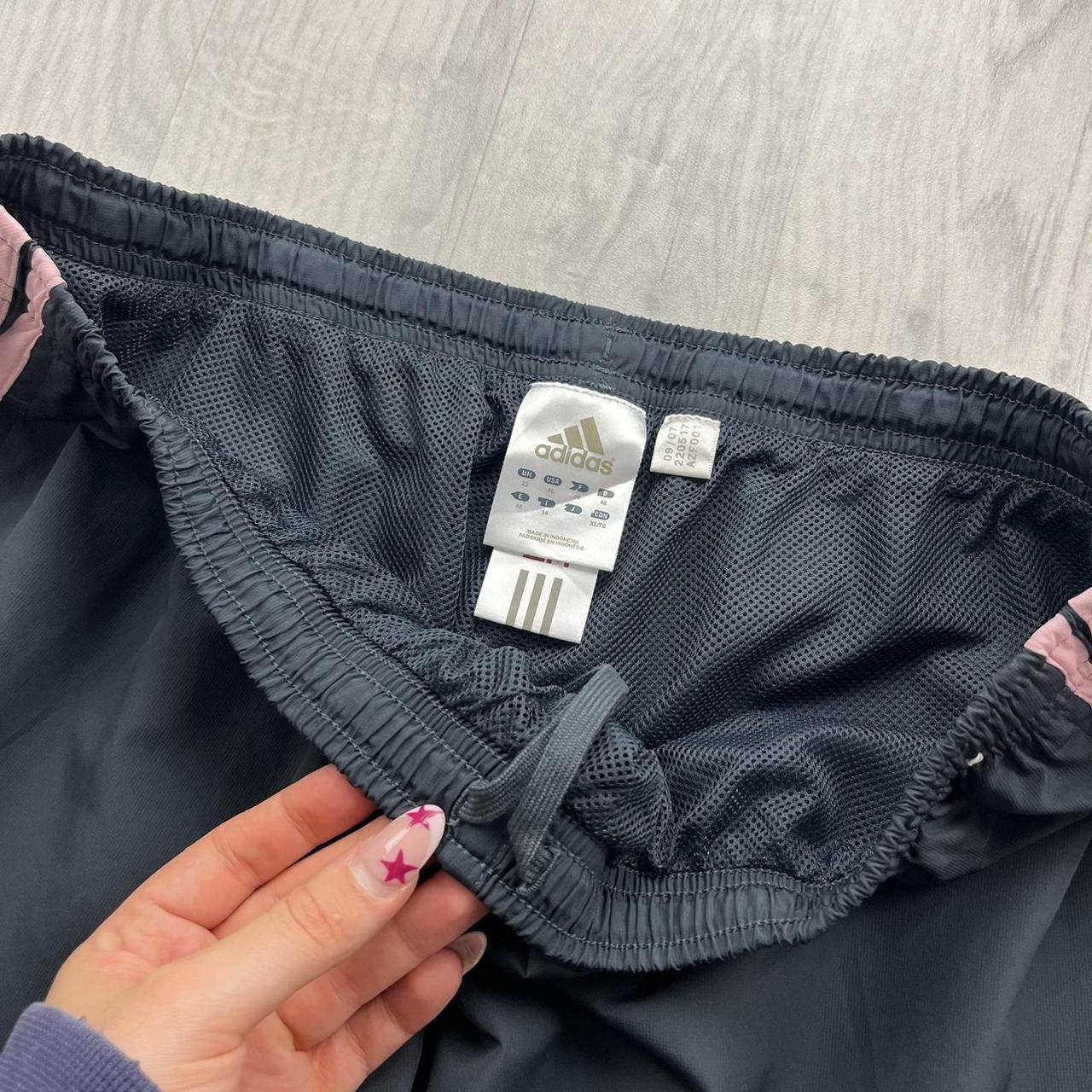 VINTAGE Y2K ADIDAS SIDE STRIPE BAGGY TRACKSUIT BOTTOMS GREY PINK (L Ws)
