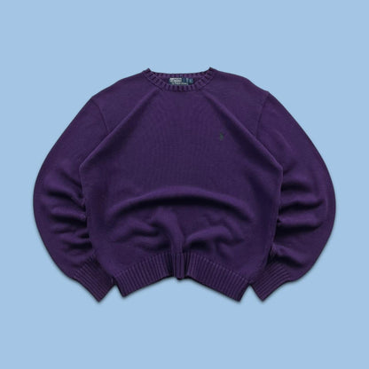 VINTAGE Y2K POLO RALPH LAUREN CHUNKY KNITTED JUMPER PURPLE