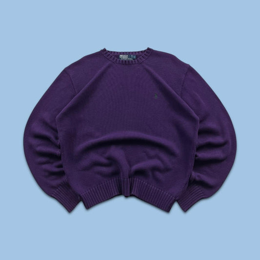 VINTAGE Y2K POLO RALPH LAUREN CHUNKY KNITTED JUMPER PURPLE