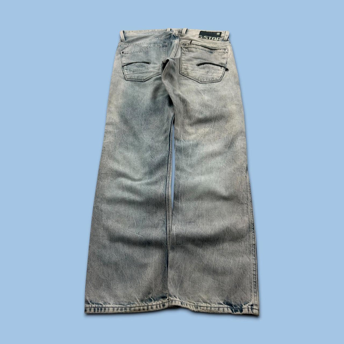 VINTAGE Y2K G STAR STRAIGHT LEG FADED JEANS LIGHT BLUE