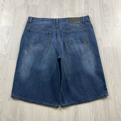 VINTAGE ROCAWEAR BAGGY LOOSE HIP HOP JORTS NAVY BLUE (38w)