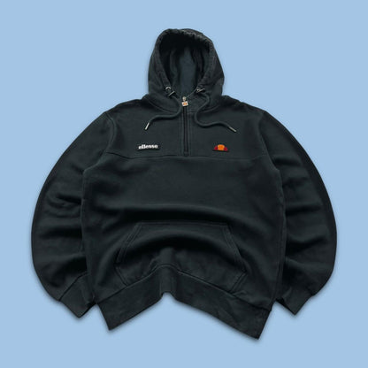 VINTAGE Y2K ELLESSE QUARTER ZIP HOODIE BLACK