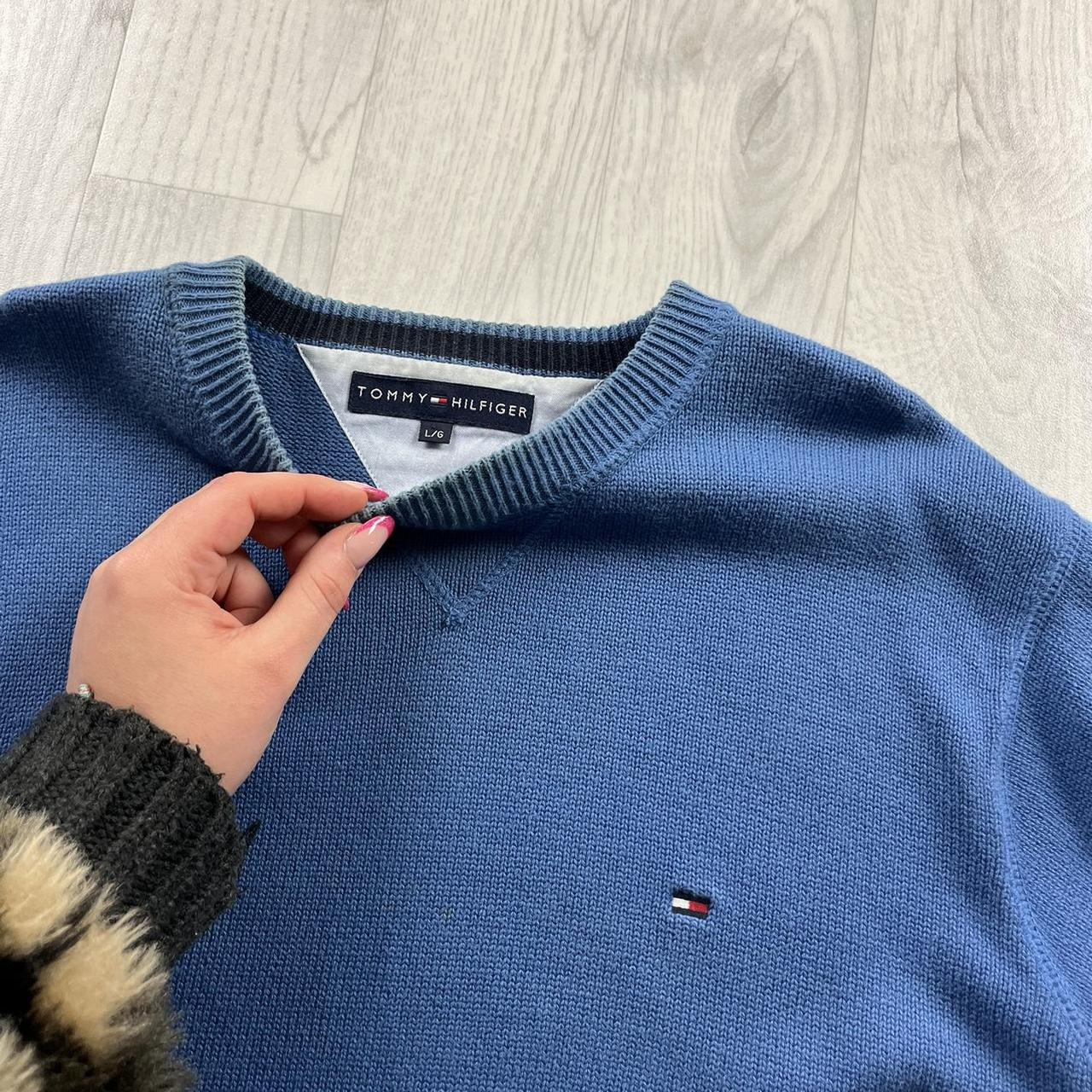 VINTAGE Y2K TOMMY HILFIGER CHUNKY KNITTED JUMPER BLUE