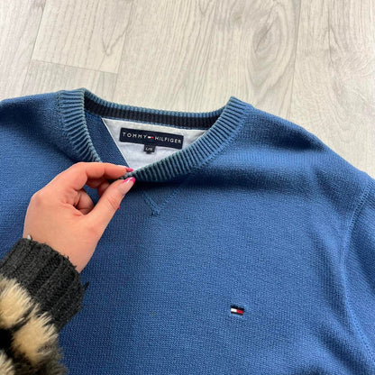VINTAGE Y2K TOMMY HILFIGER CHUNKY KNITTED JUMPER BLUE