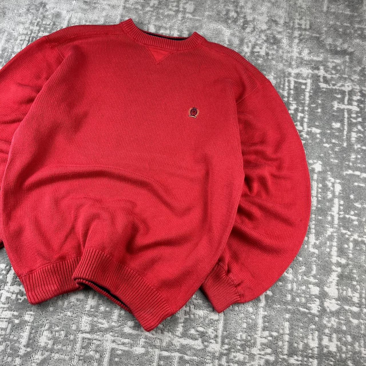 VINTAGE Y2K TOMMY HILFIGER CHUNKY ESSENTIAL KNITTED JUMPER RED
