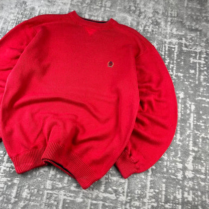 VINTAGE Y2K TOMMY HILFIGER CHUNKY ESSENTIAL KNITTED JUMPER RED
