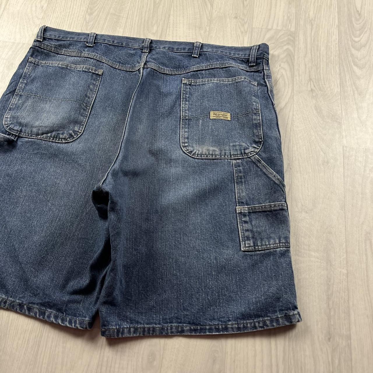 VINTAGE 00s WRANGLER BAGGY LOOSE CARPENTER JORTS BLUE
