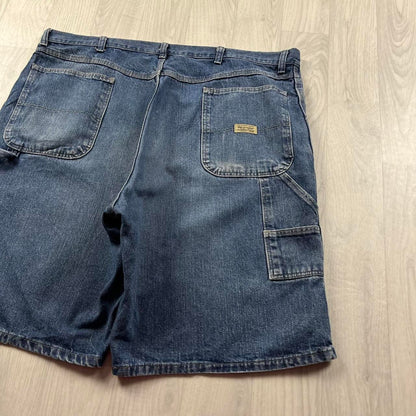 VINTAGE 00s WRANGLER BAGGY LOOSE CARPENTER JORTS BLUE