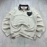 VINTAGE Y2K NORTH SAILS LONG SLEEVE RUGBY POLO SHIRT CREAM