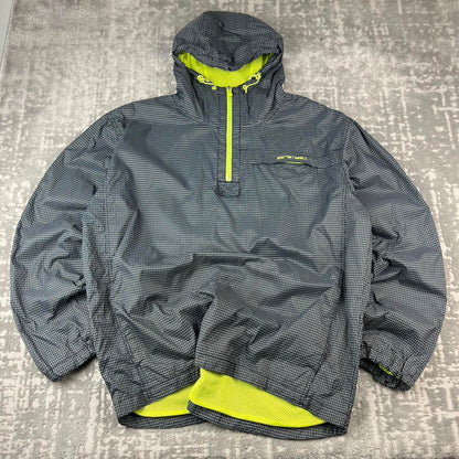 VINTAGE Y2K ANIMAL GINGHAM QUARTER ZIP WINDBREAKER JACKET