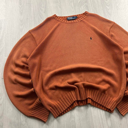 VINTAGE Y2K POLO RALPH LAUREN CHUNKY KNITTED JUMPER ORANGE