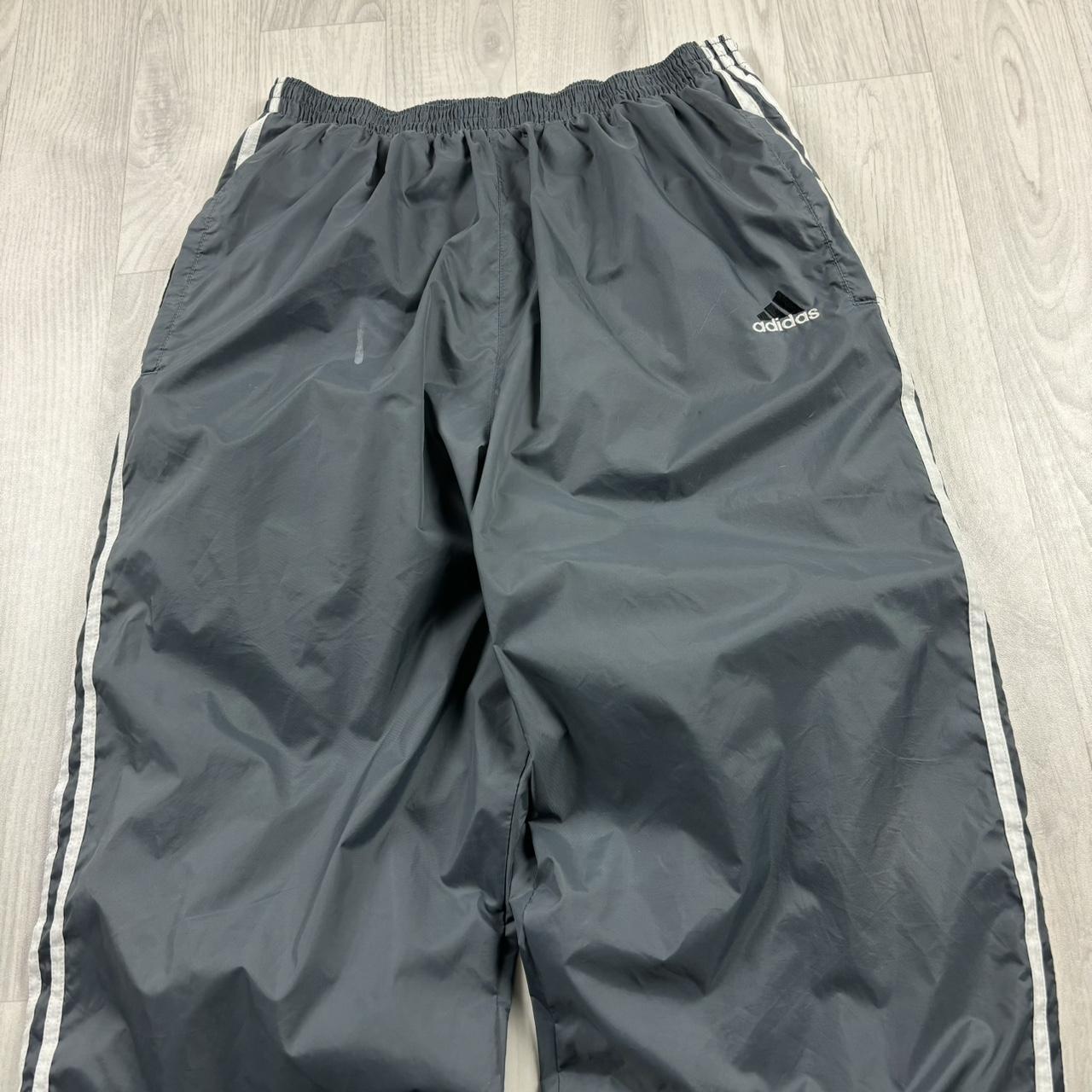 VINTAGE Y2K ADIDAS POPPER BAGGY TRACKSUIT BOTTOMS GREY