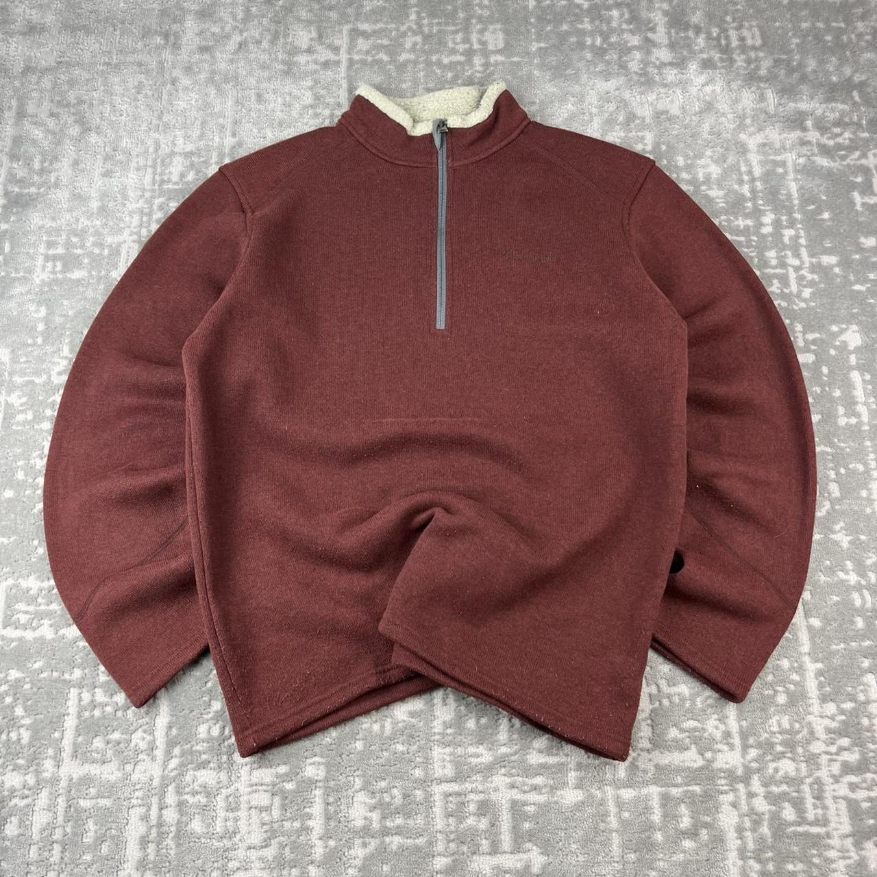 VINTAGE Y2K COLUMBIA QUARTER ZIP KNITTED JUMPER FLEECE BURGUNDY
