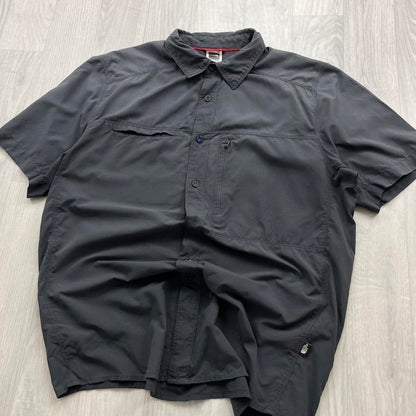 VINTAGE Y2K THE NORTH FACE UTILITY BUTTON UP SHORT SLEEVE SHIRT GREY