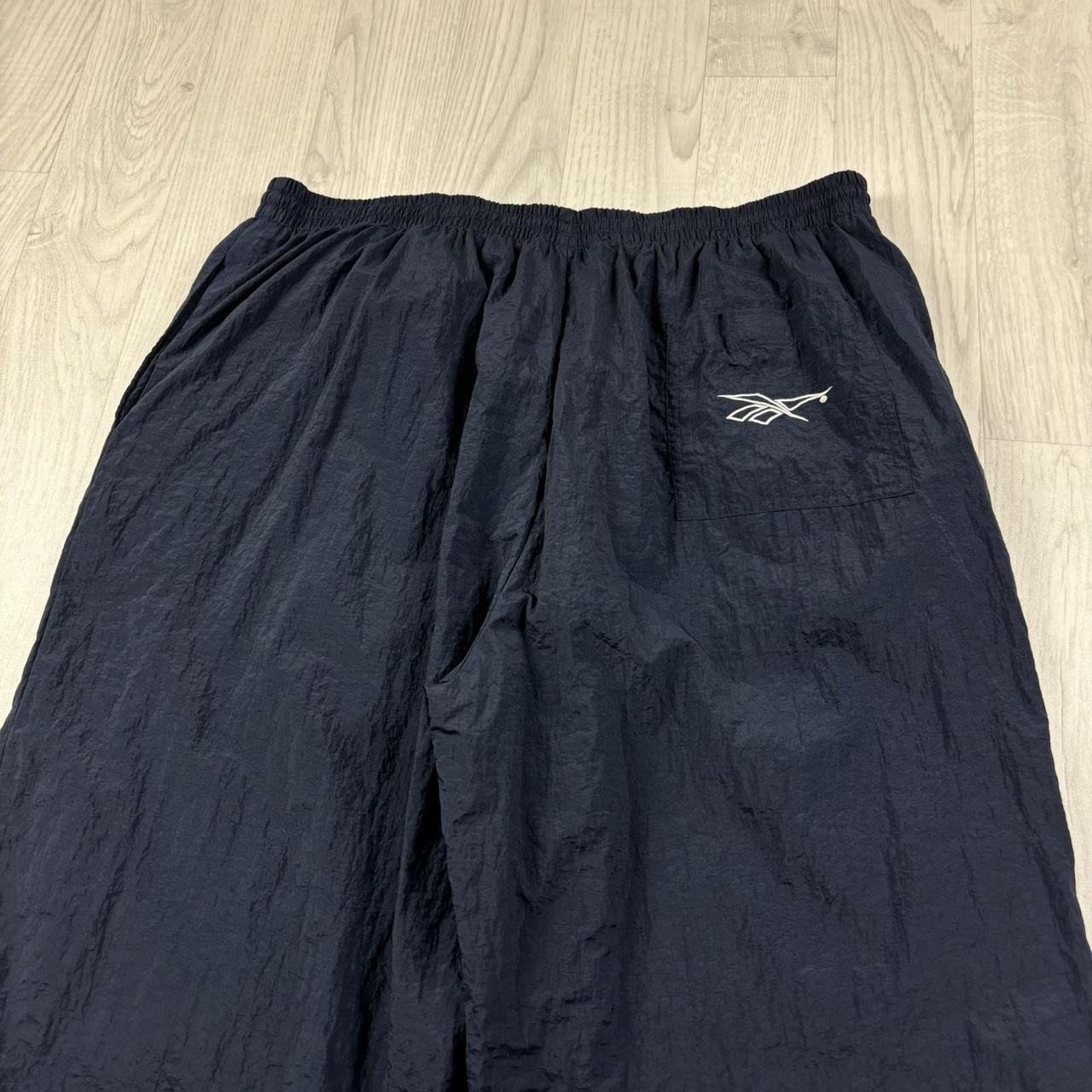 VINTAGE 90s REEBOK BAGGY TRACKSUIT BOTTOMS NAVY