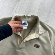 VINTAGE 90s ADIDAS LONG SLEEVE RUGBY POLO SHIRT CREAM