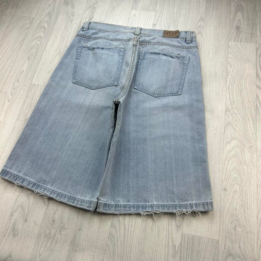 VINTAGE Y2K ZEEP BAGGY DENIM JORTS BLUE