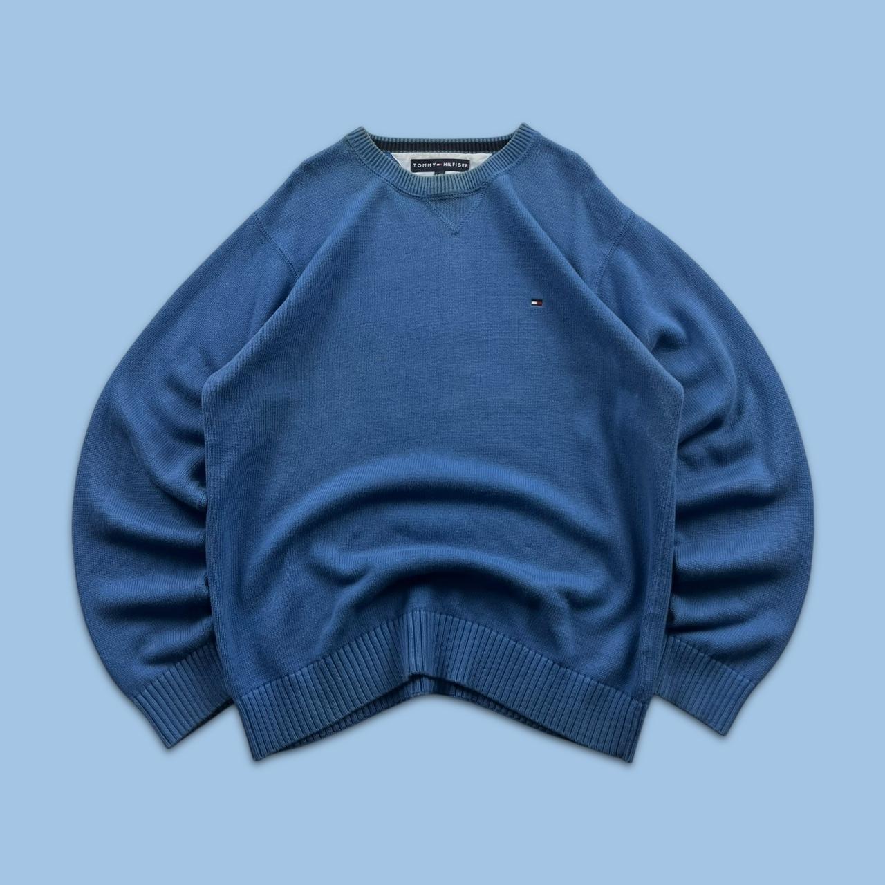 VINTAGE Y2K TOMMY HILFIGER CHUNKY KNITTED JUMPER BLUE