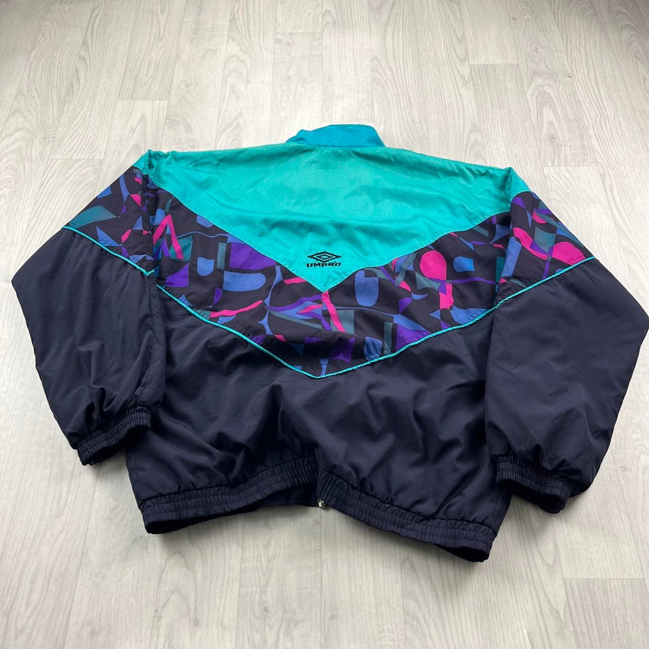 VINTAGE 90s UMBRO FUNKY PADDED TRACK JACKET MULTI