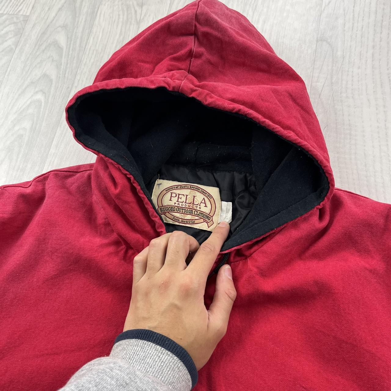 VINTAGE Y2K PELLA HOODED WORKWEAR BOMBER JACKET RED