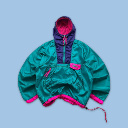VINTAGE Y2K COLUMBIA QUARTER ZIP HOODED WINDBREAKER TRACK JACKET