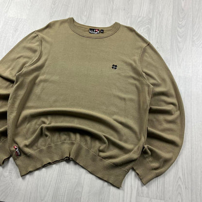 VINTAGE Y2K QUIKSILVER KNITTED JUMPER BEIGE