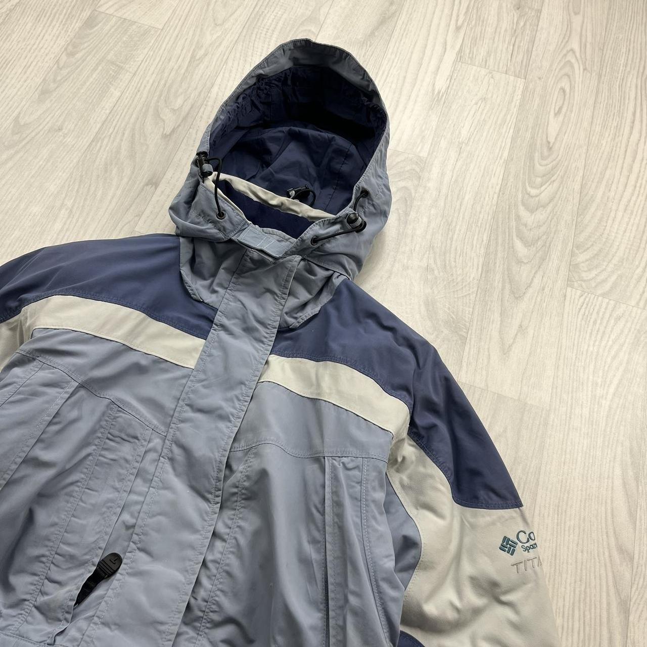 VINTAGE 00s COLUMBIA TECHNICAL PANELLED HOODED UTILITY JACKET BLUE WHITE