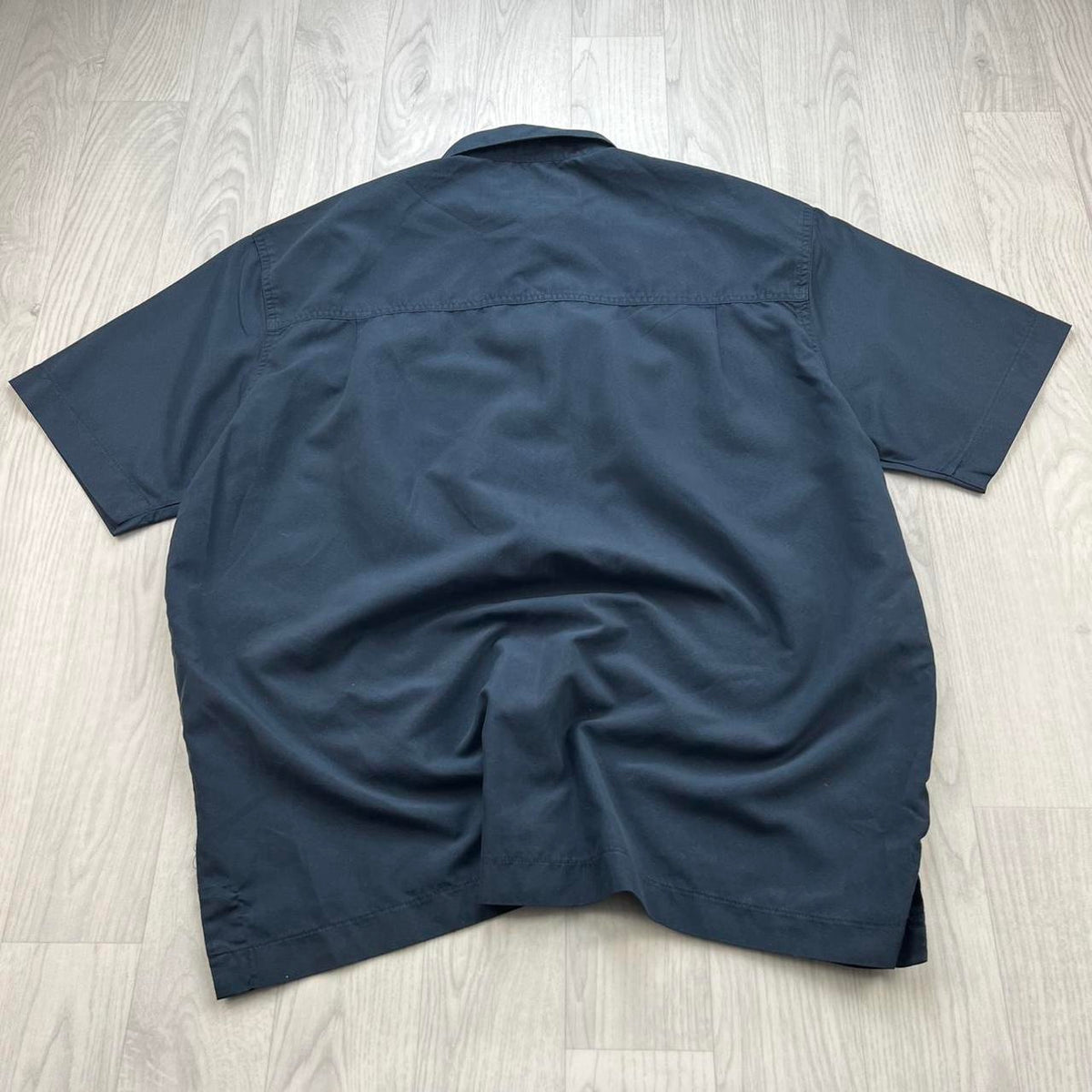 VINTAGE 00s SCHOTT PLAIN UTILITY SHORT SLEEVE BUTTON UP SHIRT NAVY
