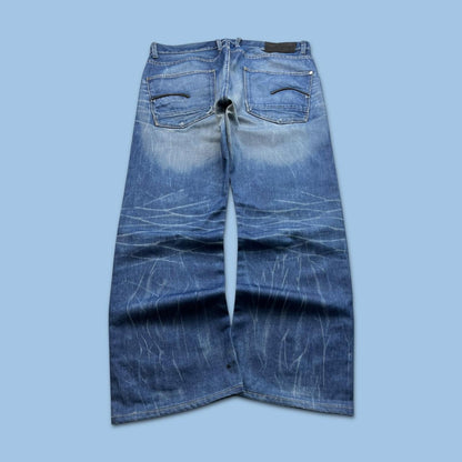 VINTAGE G STAR BAGGY STRAIGHT LEG JEANS BLUE