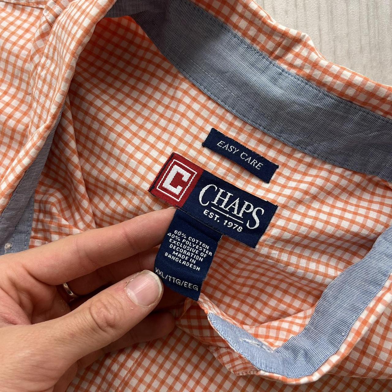 VINTAGE Y2K CHAPS SHORT SLEEVE PLAID SHIRT ORANGE