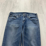 VINTAGE Y2K SILVER LOW RISE BOOTCUT FLARED JEANS BLUE