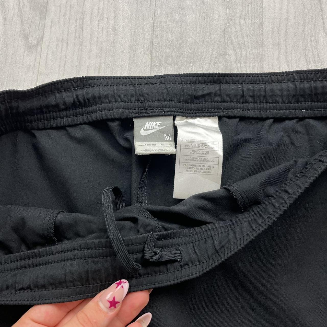 VINTAGE Y2K NIKE LOW RISE SIDE STRIPE BAGGY TRACKSUIT BOTTOMS BLACK