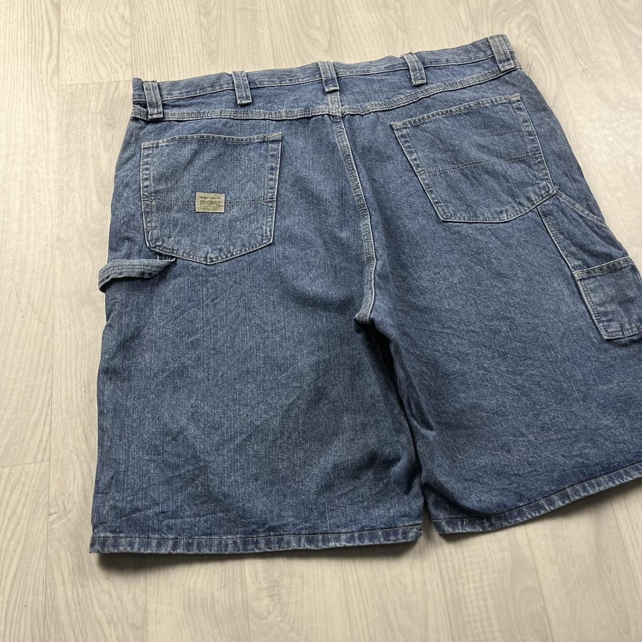 VINTAGE 00s WRANGLER BAGGY LOOSE CARPENTER JORTS BLUE