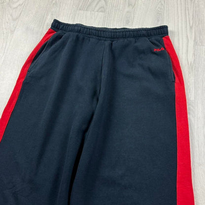 VINTAGE FILA STRAIGHT LEG BAGGY COTTON SWEATPANTS NAVY / RED