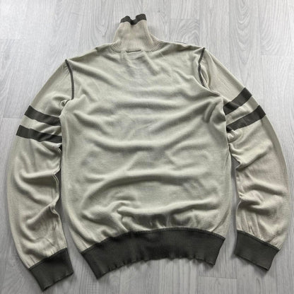 VINTAGE Y2K QUIKSILVER THIN ZIP KNITTED JUMPER BEIGE