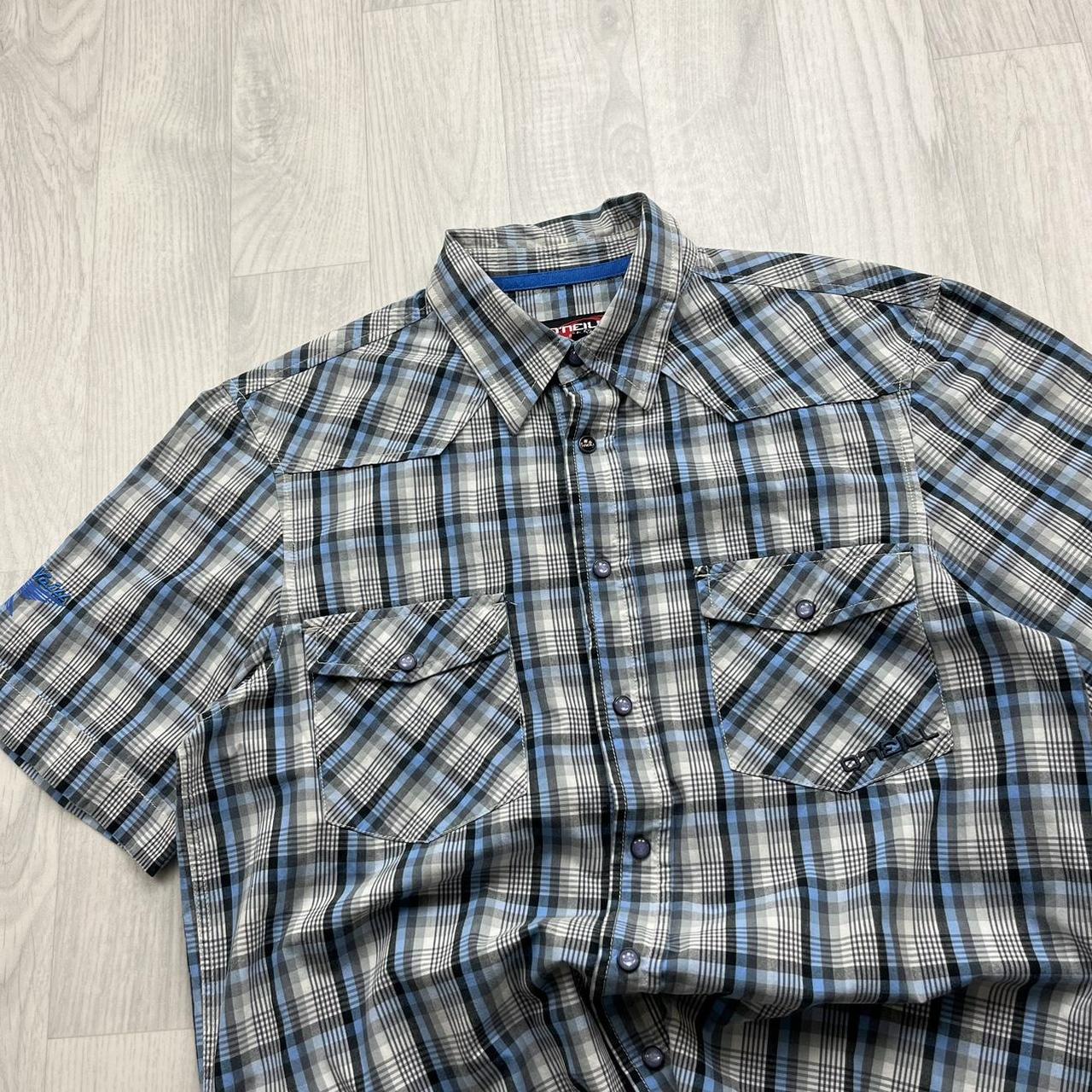 VINTAGE Y2K ONEILL PLAID SHORT SLEEVE SHIRT BLUE