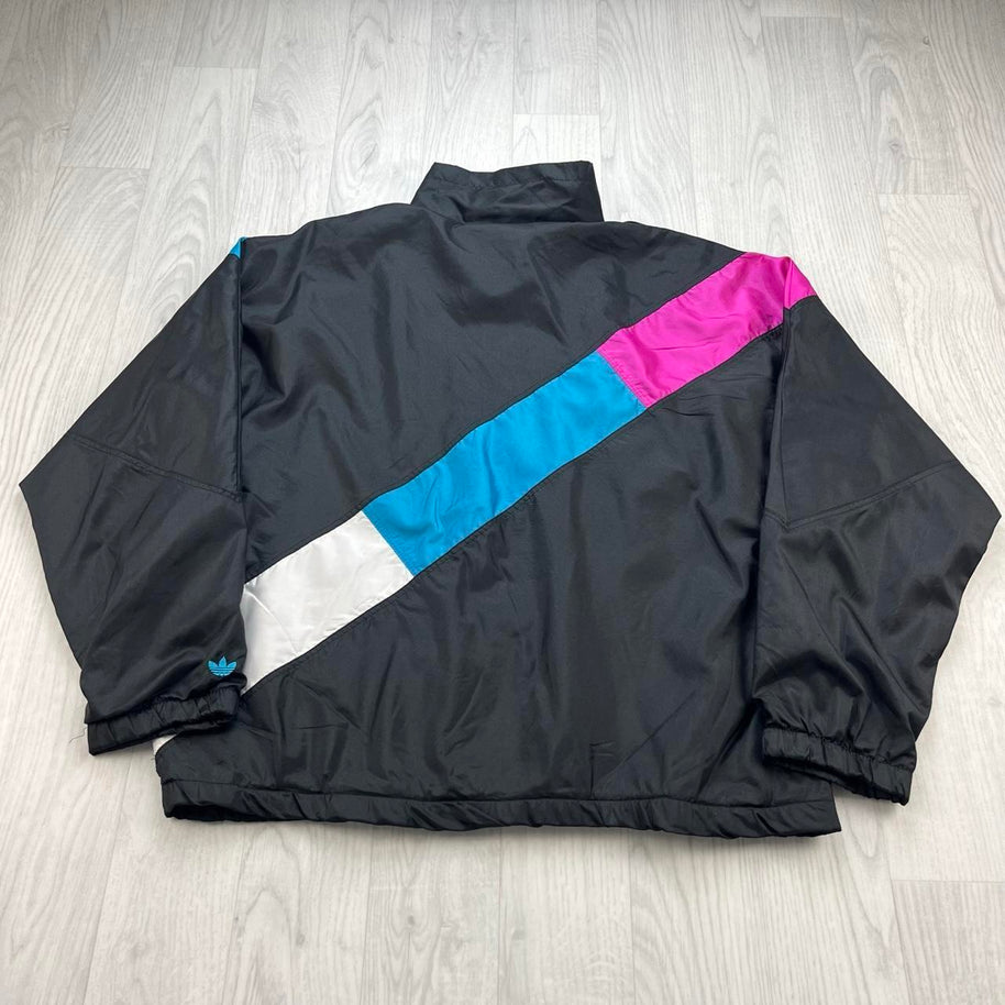VINTAGE 90s ADIDAS WINDBREAKER SHELL JACKET BLACK