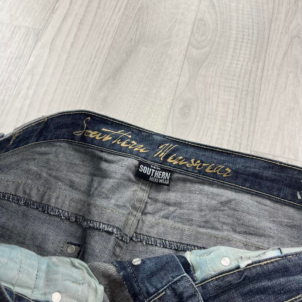 VINTAGE Y2K SOUTHERN MENSWEAR BOOTCUT BAGGY JEANS NAVY BLUE