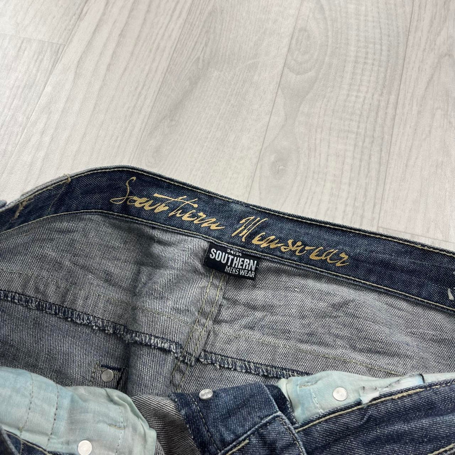 VINTAGE Y2K SOUTHERN MENSWEAR BOOTCUT BAGGY JEANS NAVY BLUE