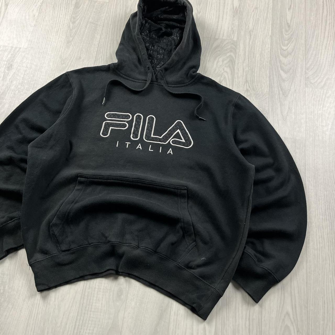 VINTAGE Y2K FILA GRAPHIC BOXY HOODIE BLACK