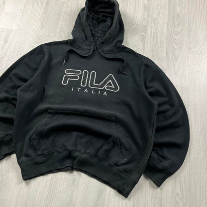 VINTAGE Y2K FILA GRAPHIC BOXY HOODIE BLACK