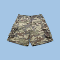 VINTAGE Y2K BAGGY CAMO CARGO SHORTS KHAKI