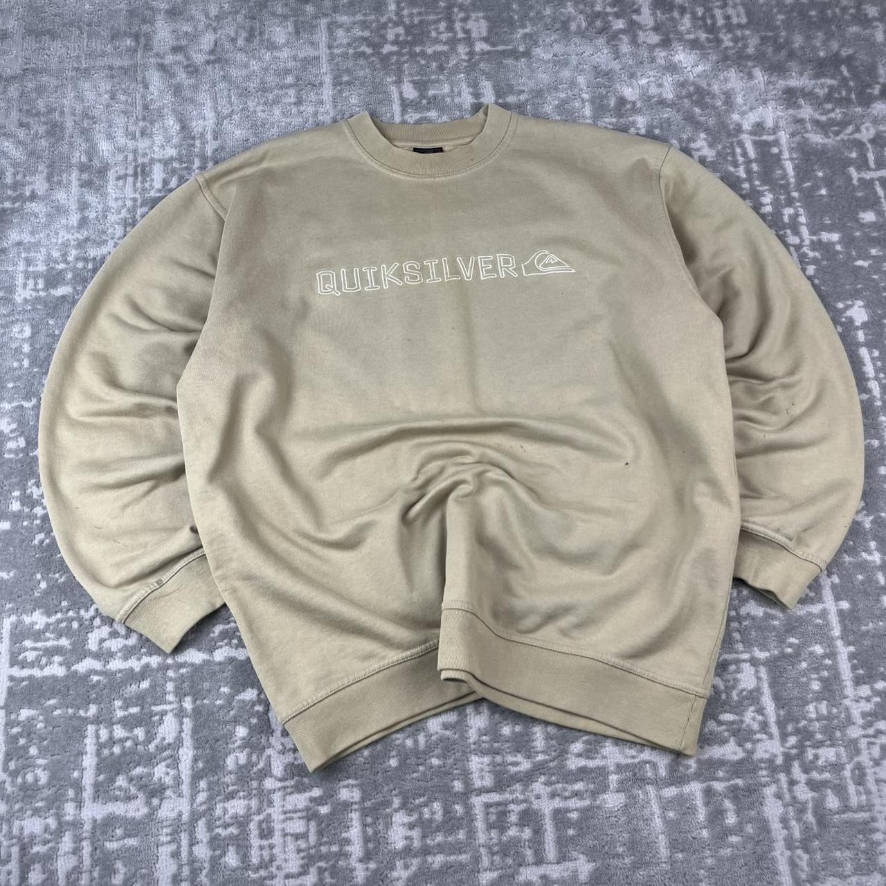 VINTAGE Y2K QUIKSILVER SPELL OUT BOXY SWEATSHIRT BEIGE