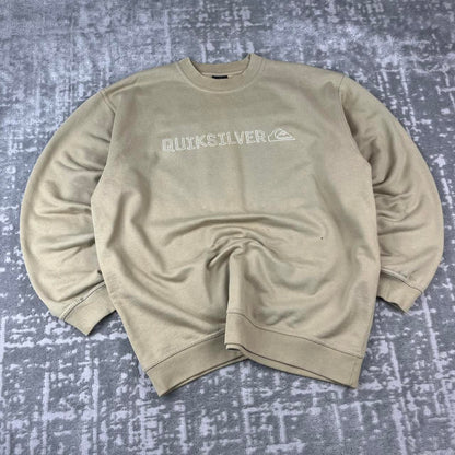 VINTAGE Y2K QUIKSILVER SPELL OUT BOXY SWEATSHIRT BEIGE