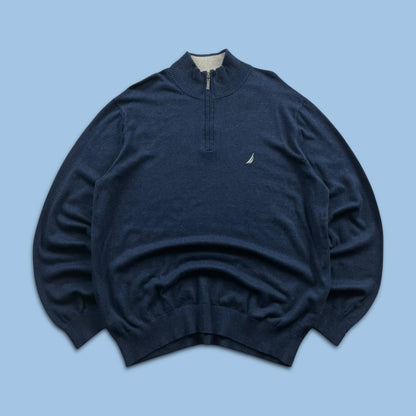 VINTAGE Y2K NAUTICA QUARTER ZIP KNITTED JUMPER NAVY