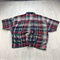 VINTAGE 00s CHAPS CHECKERED CROPPED SHORT SLEEVE BUTTON UP SHIRT RED / MULTI