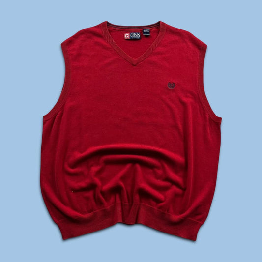 VINTAGE Y2K CHAPS KNITTED SWEATER VEST RED