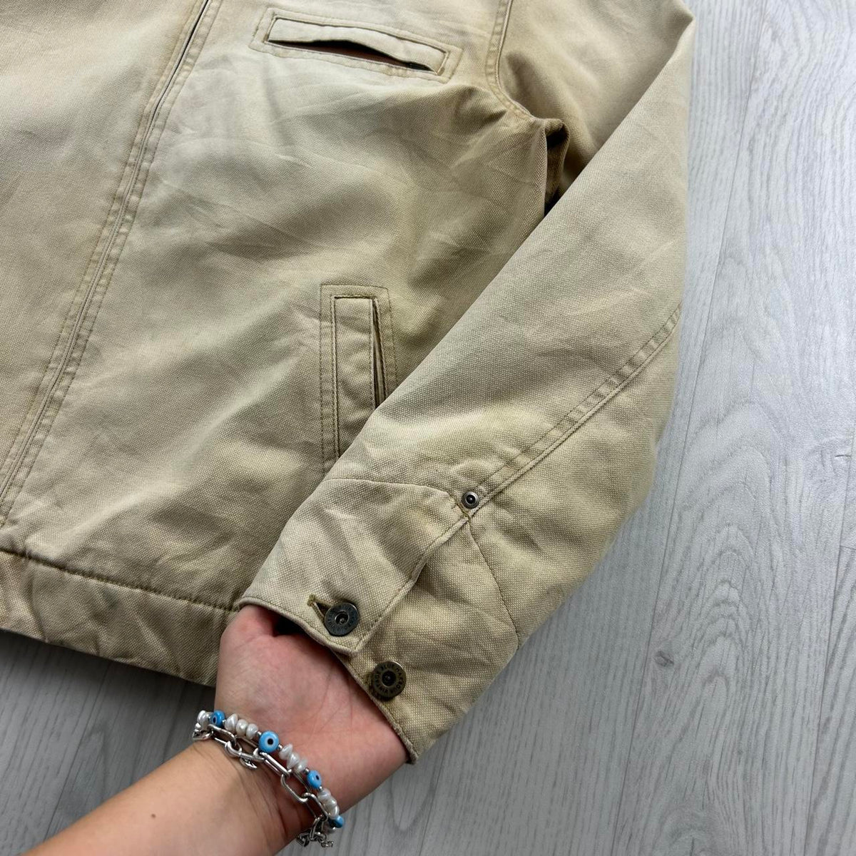 VINTAGE Y2K M&S DETROIT WORKWEAR BOMBER JACKET CREAM