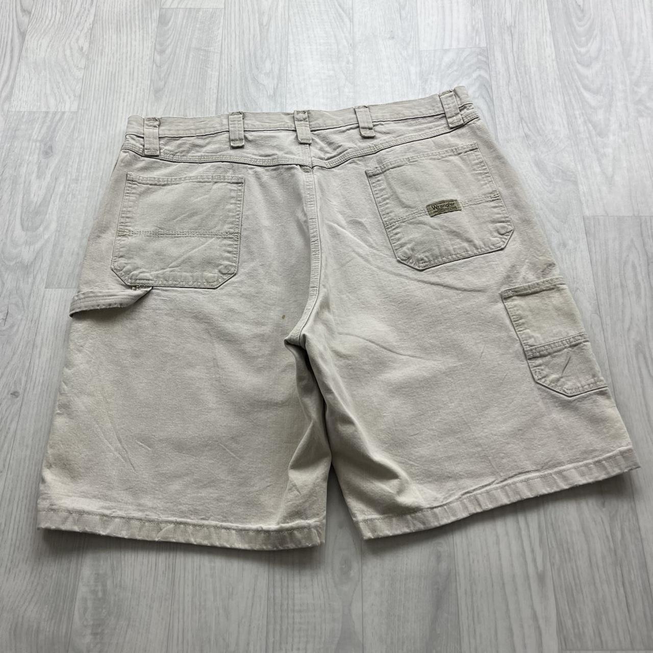 VINTAGE 00s WRANGLER BAGGY LOOSE CARPENTER JORTS CREAM